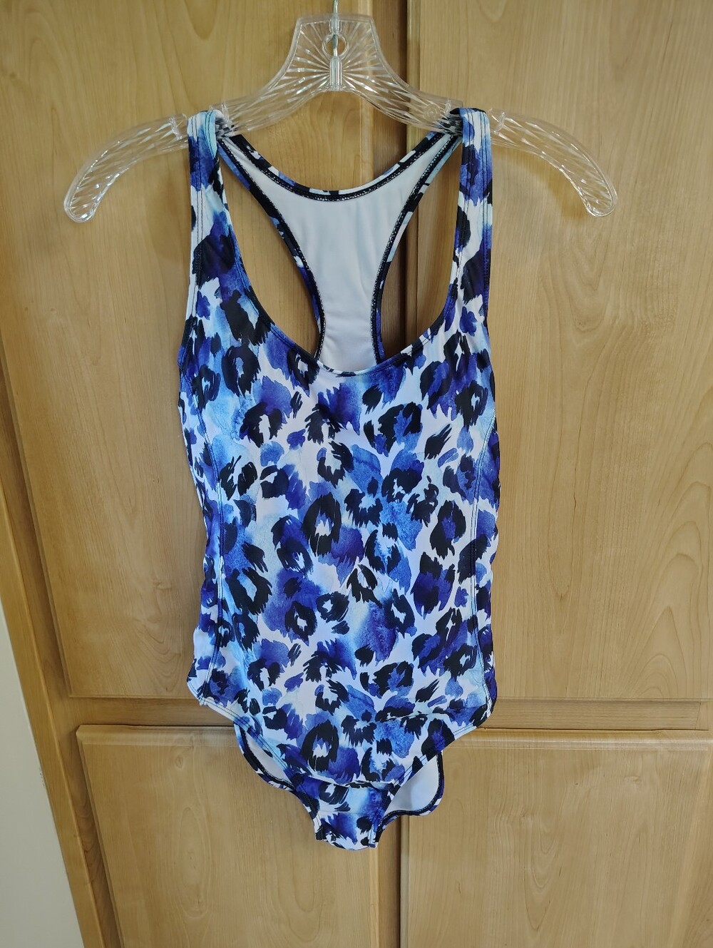 Blue & White Leopard Print One-Piece Swimsuit